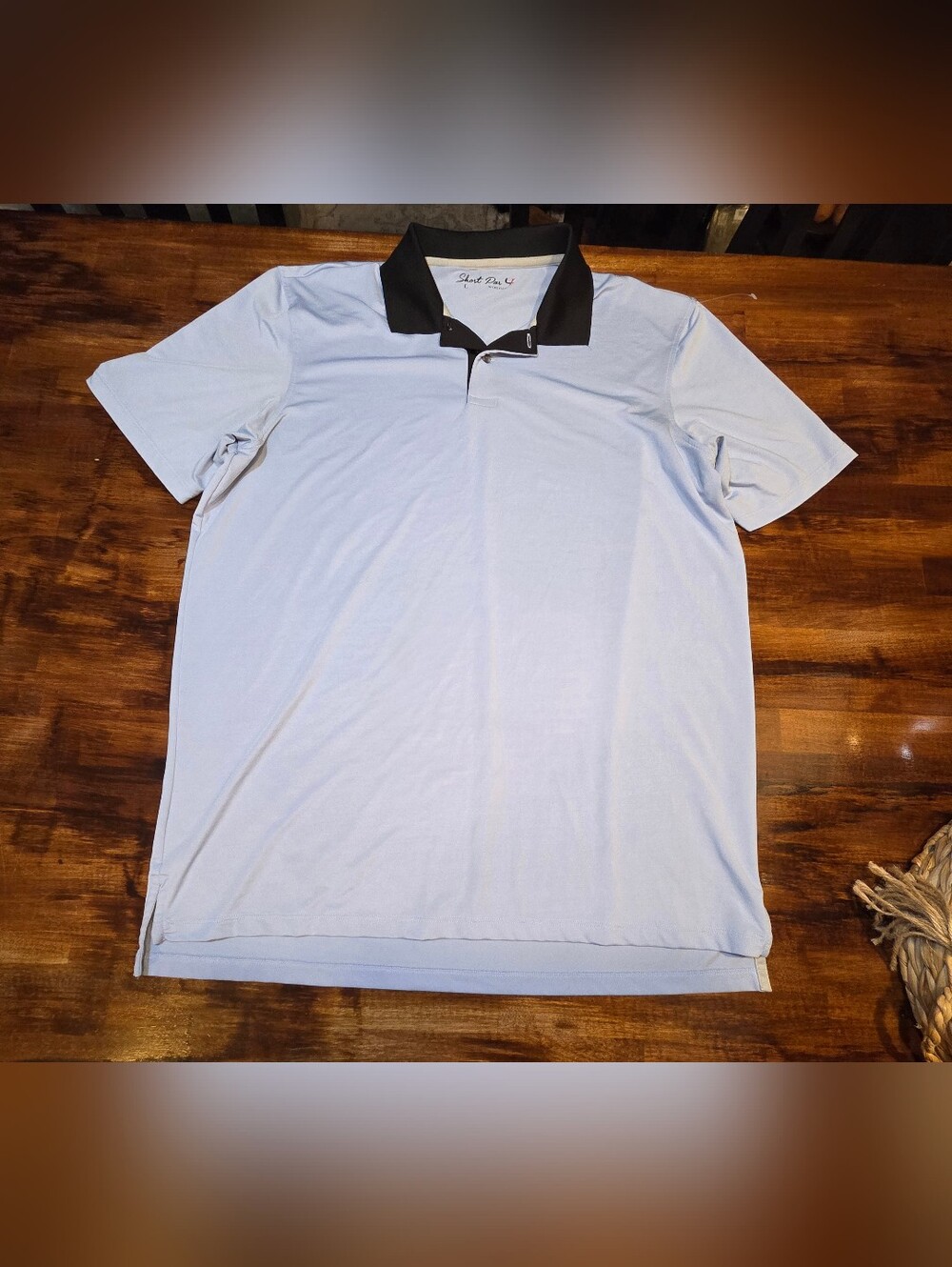Short Par 4 By Greyson Men's L Polo Short Sleeve Blue Stretch Breathable Golf